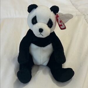 Mandy the Panda Ty Beanie Baby birthday July 18, 2003 black white stuffed animal